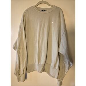 ACNE Studios Men's XL Sweatshirt Neutral Concrete Neck Logo Crewneck Streetwear